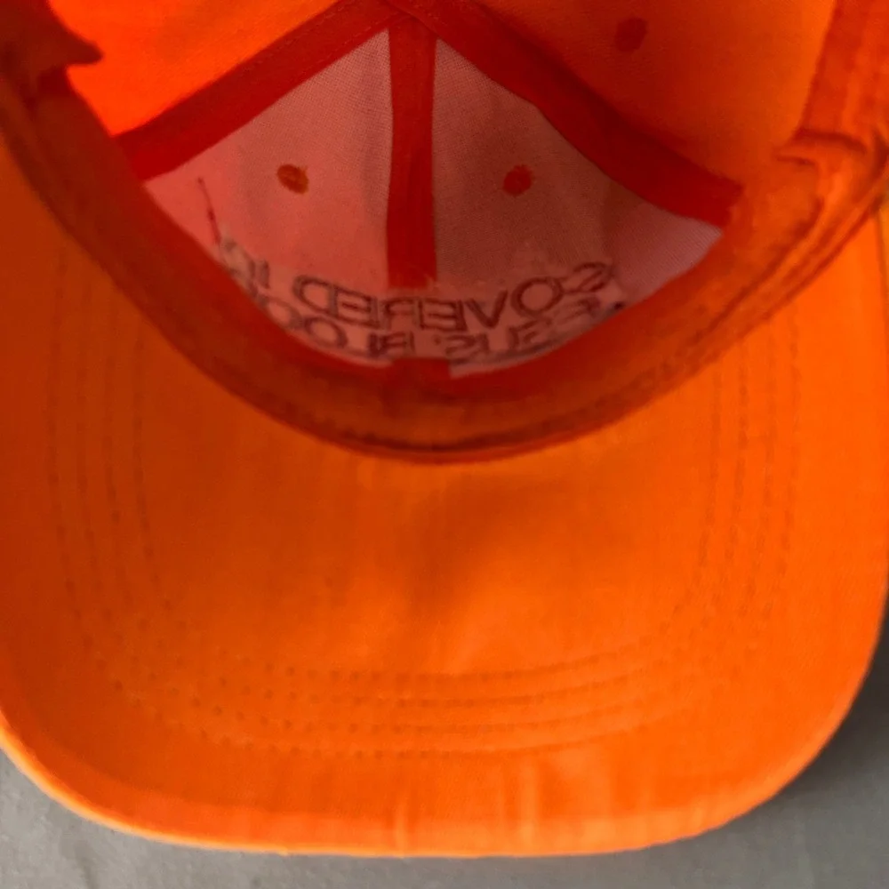 Unisex Baseball Cap One Size Orange Spellout Covered in Jesus Blood Christian